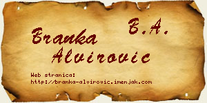 Branka Alvirović vizit kartica